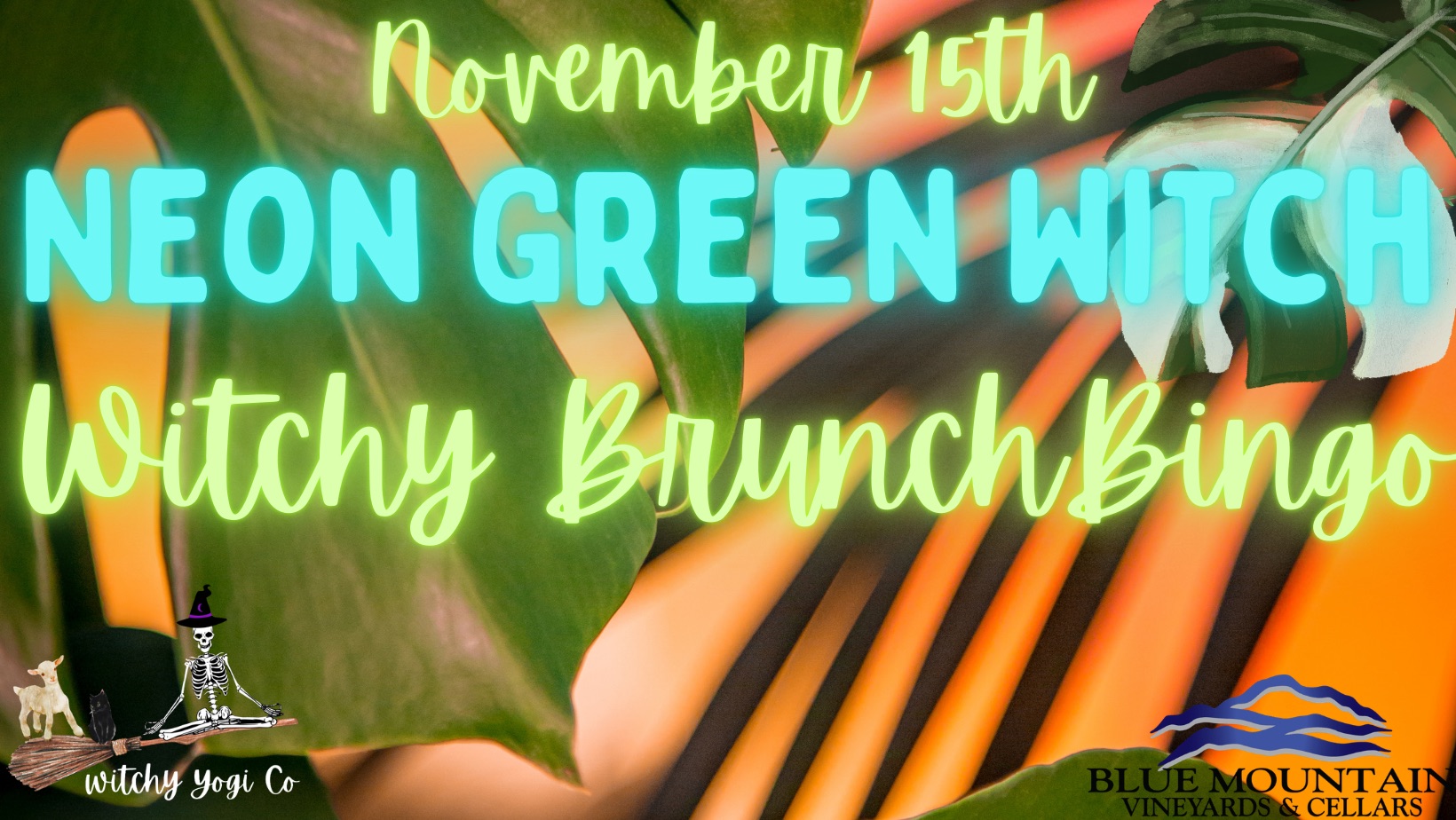 Neon Green Witch Witchy Brunch Bingo 